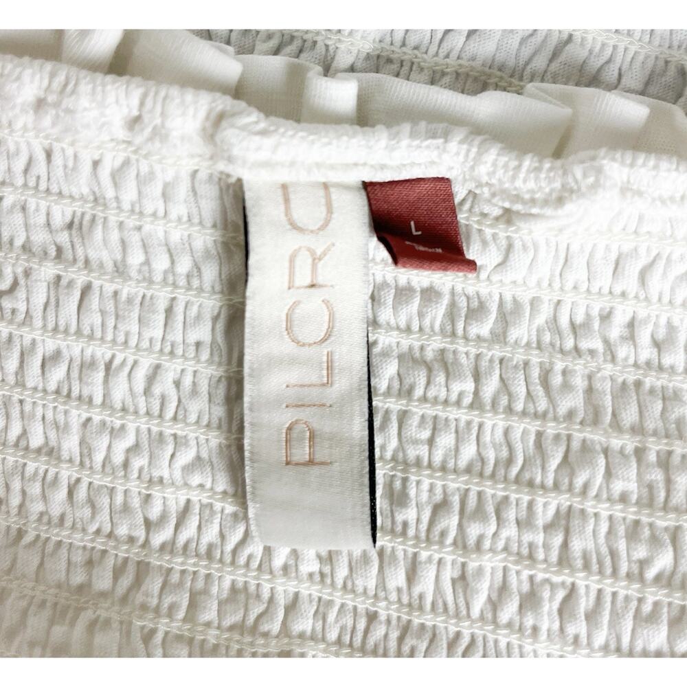 Anthropologie Pilcro Ginny Ivory Smocked Crop Top Cottagecore Boho Size Large - Picture 6 of 9